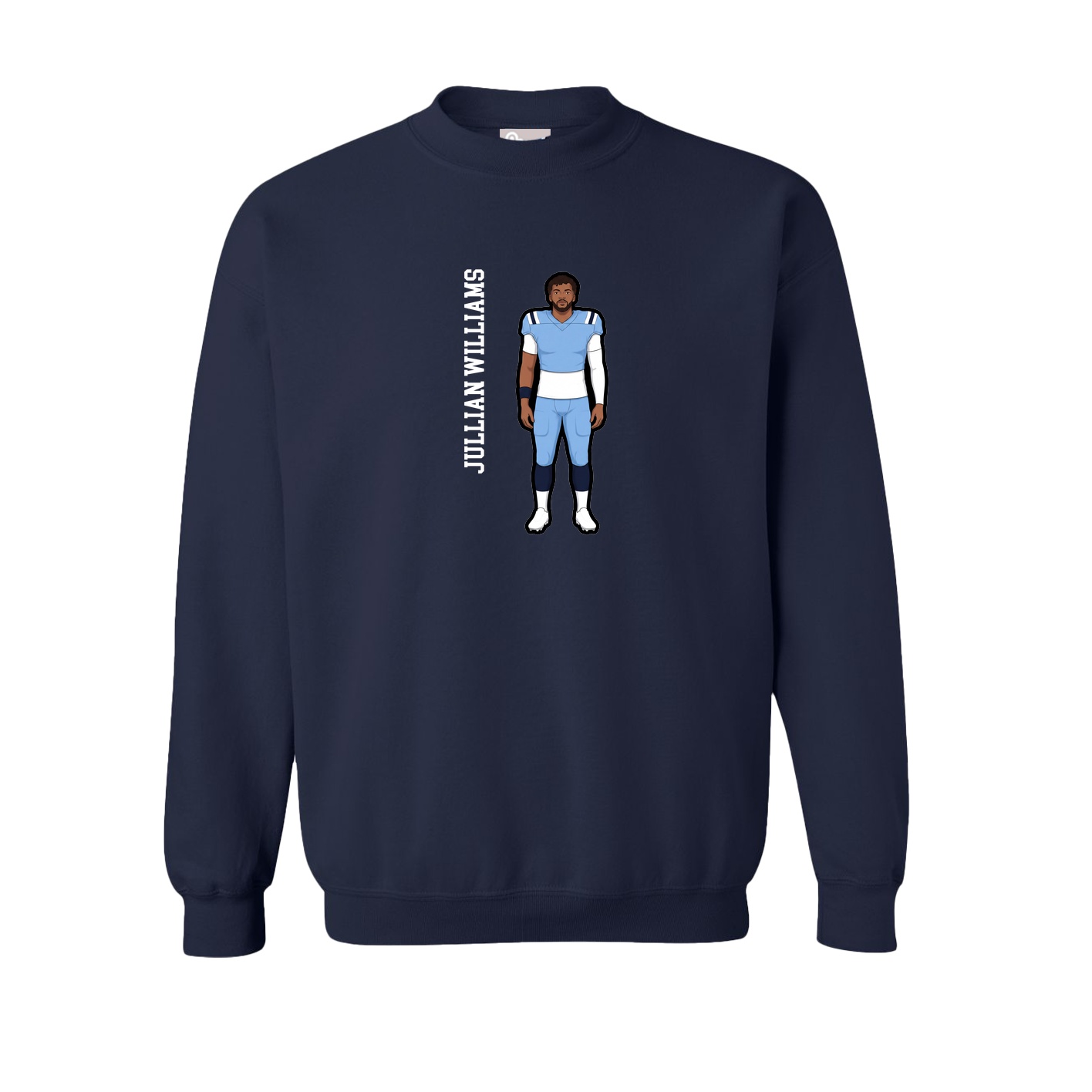 Fleece Crew — Name Vertical in Navy