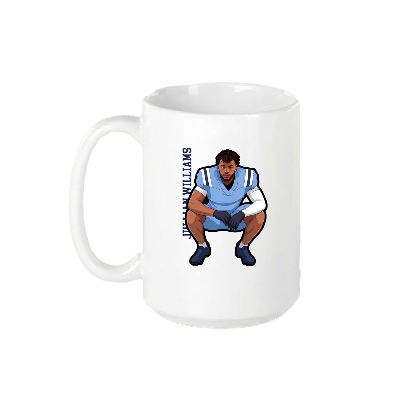 15oz Coffee Mug — Name Vertical in White