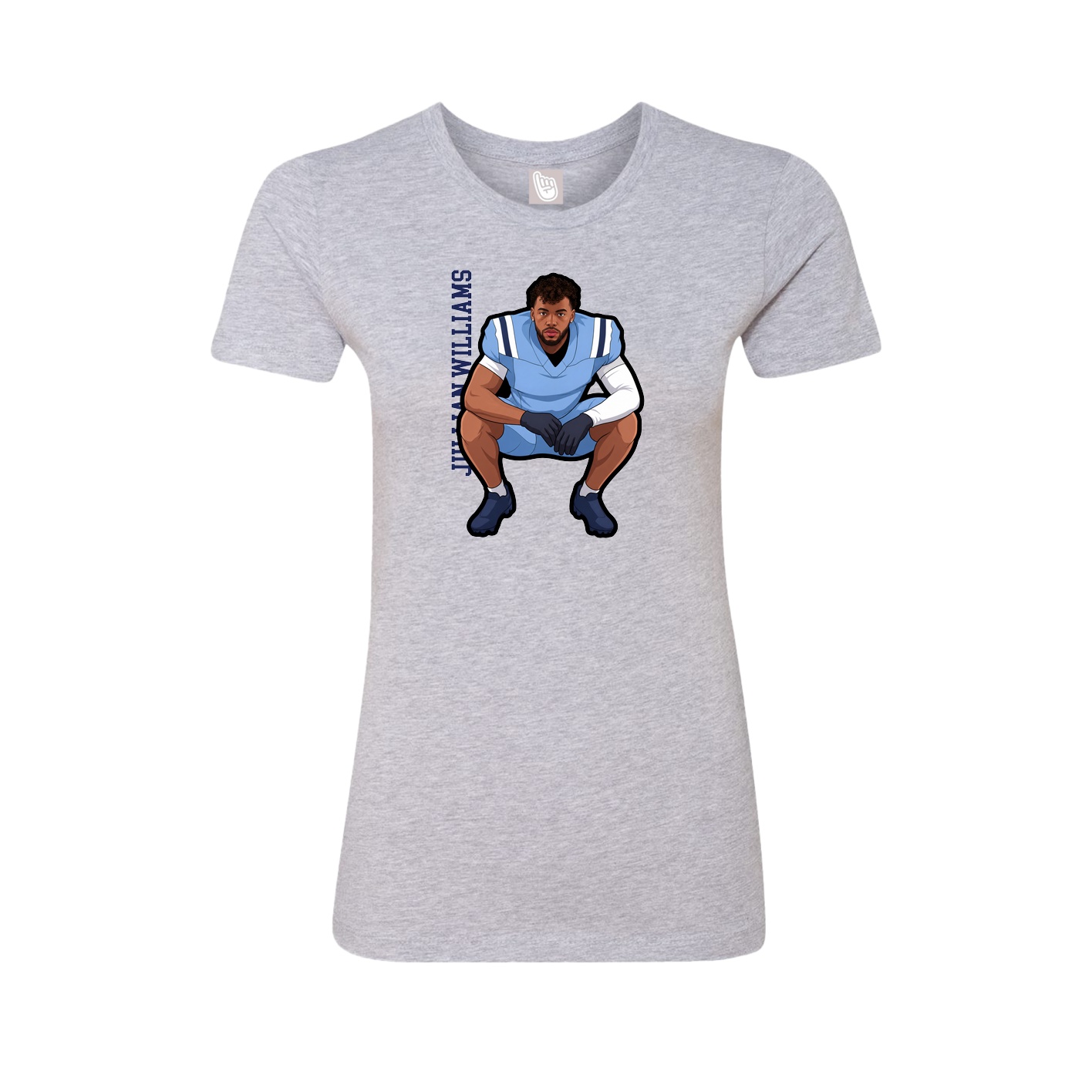Fitted Women's Tee — Name Vertical in Grey