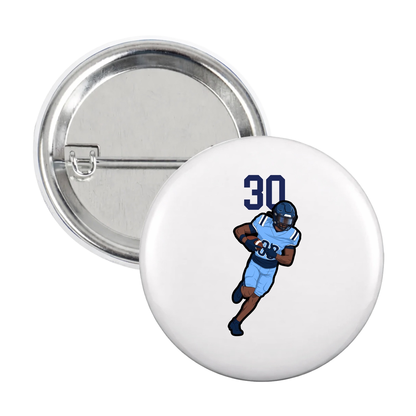 Game Day Button — Number Top in White