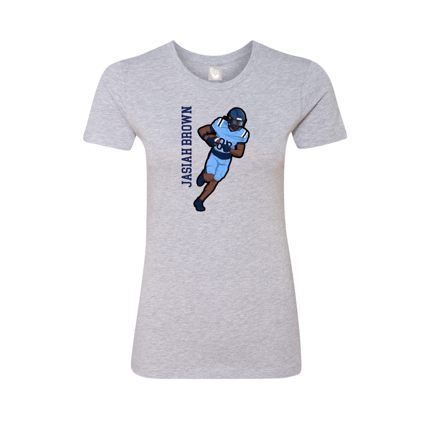 Fitted Women's Tee — Name Vertical in Grey