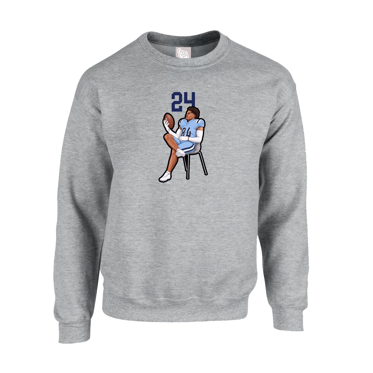 Fleece Crew — Number Top in Grey