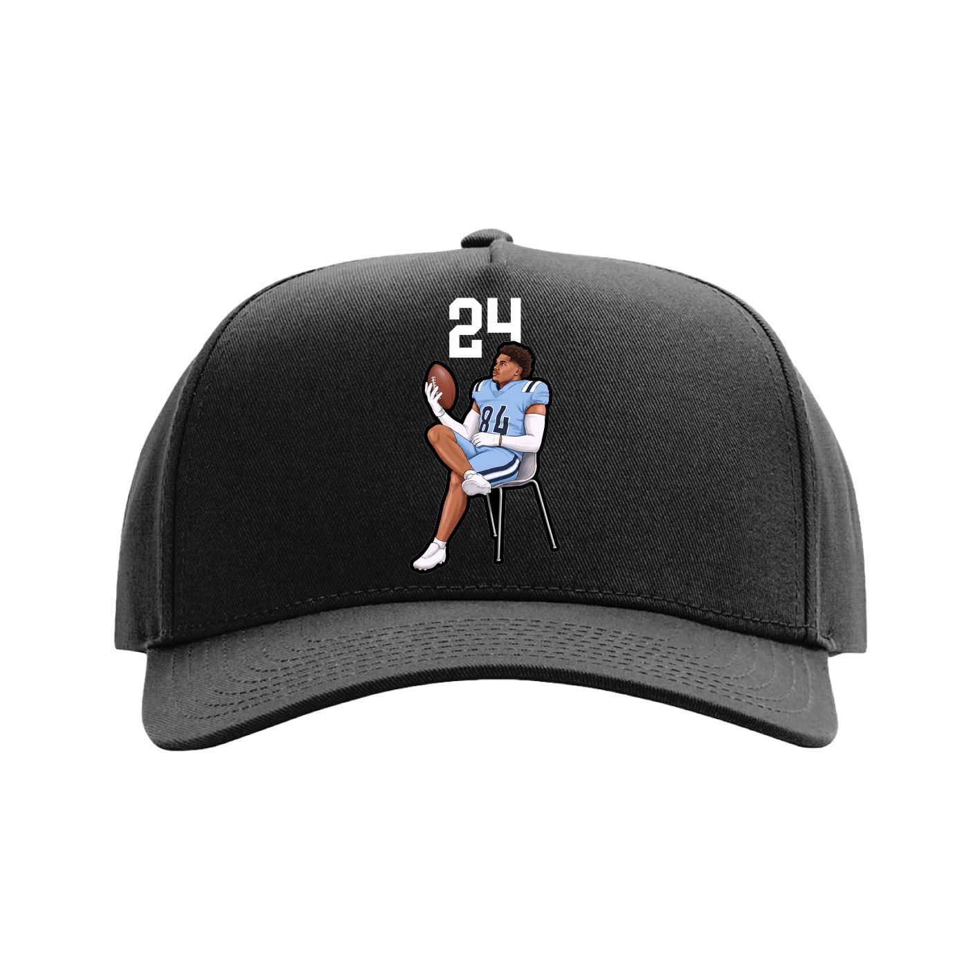 Full Fabric Five-Panel Champ Cap — Number Top in Black