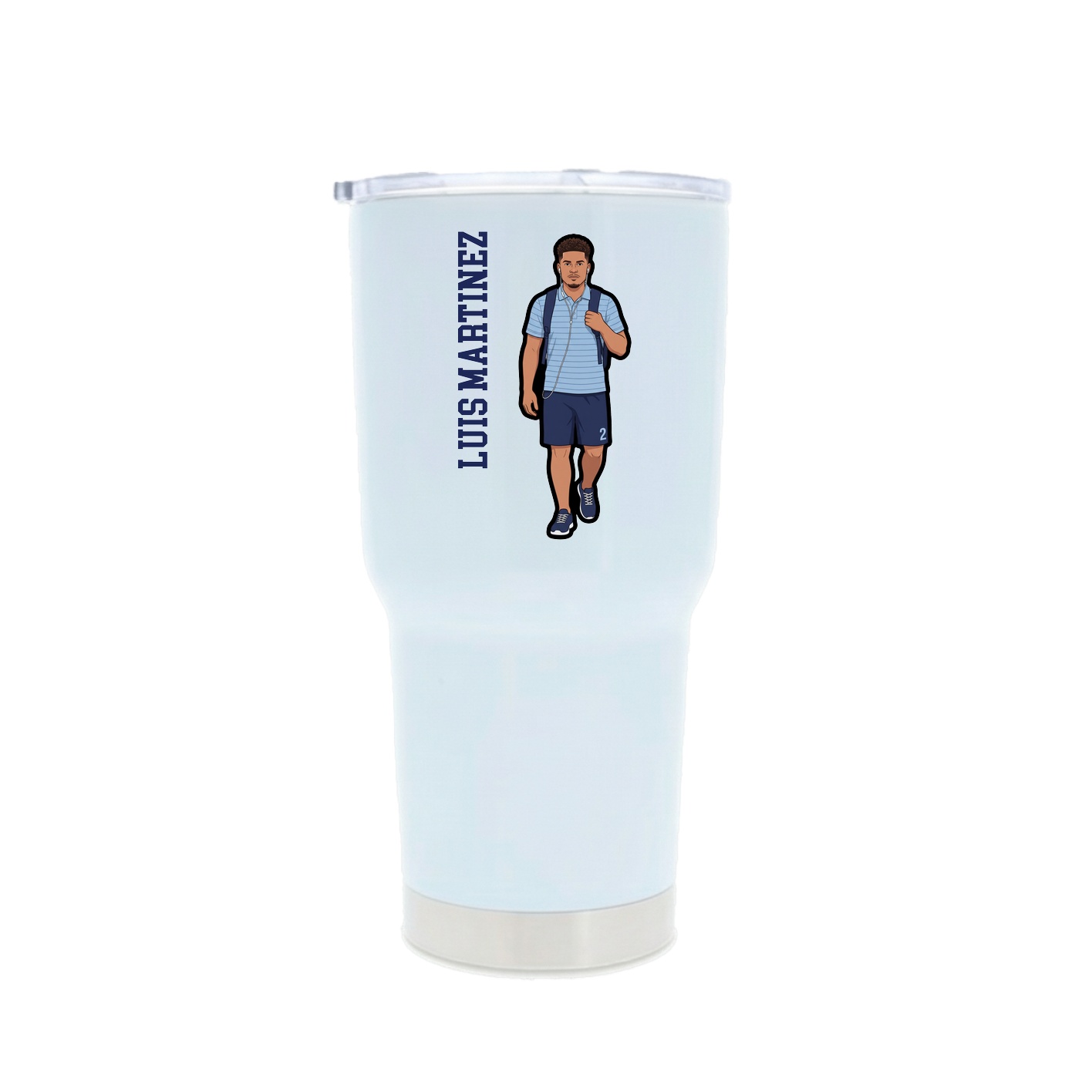 30oz Stainless Steel Tumbler — Name Vertical in White