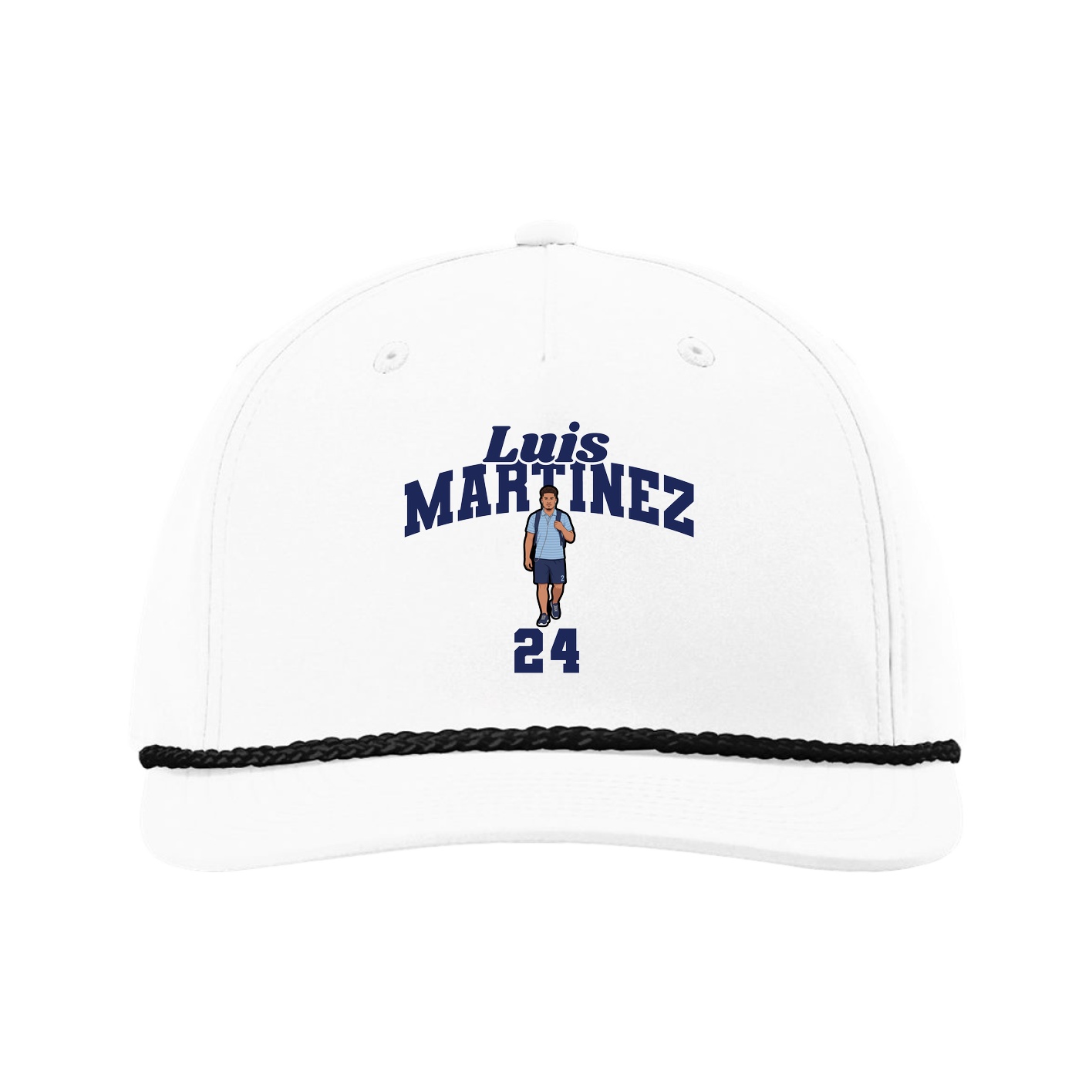 Five-Panel Classic Rope Cap — Signature Arch in White
