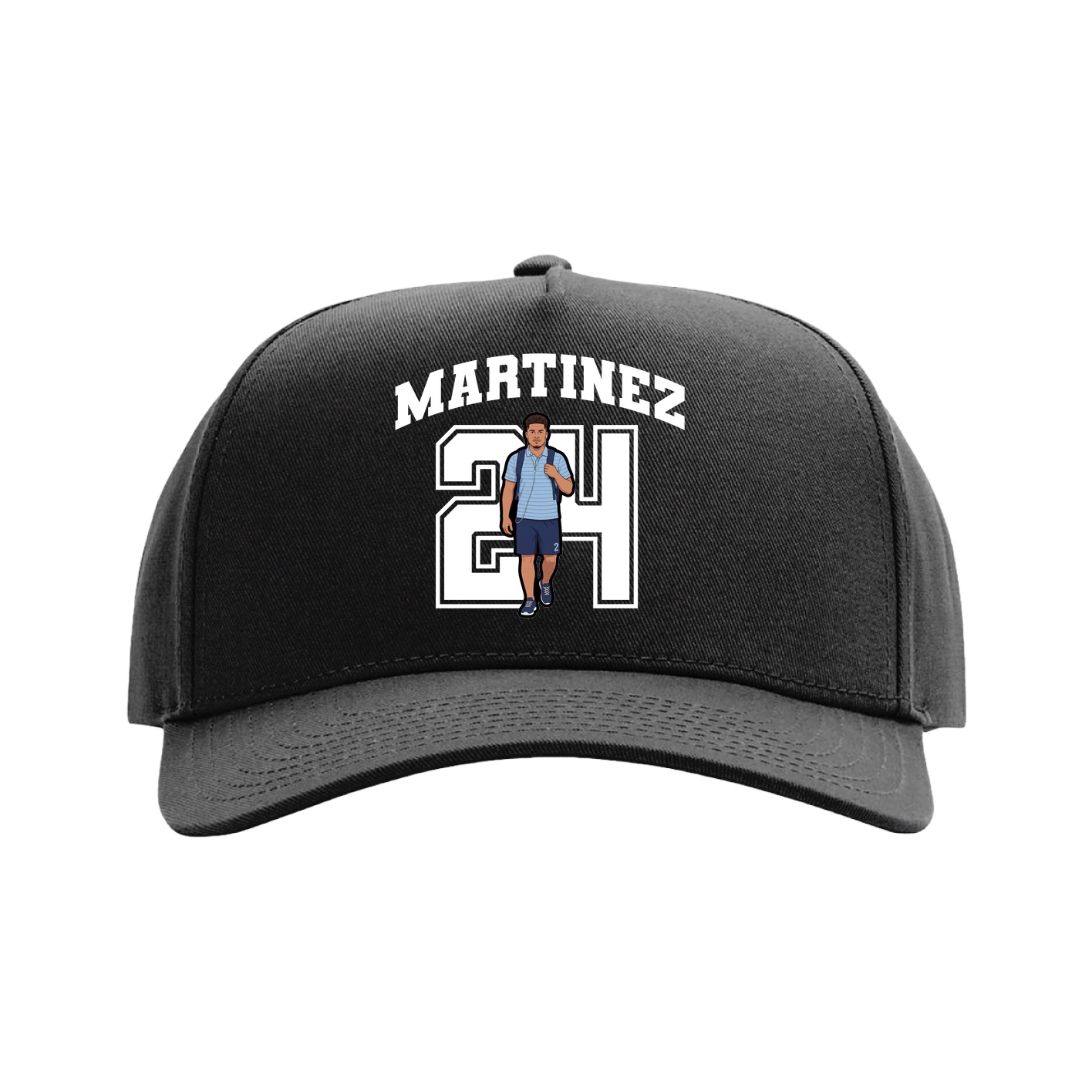 Full Fabric Five-Panel Champ Cap — Number in Black