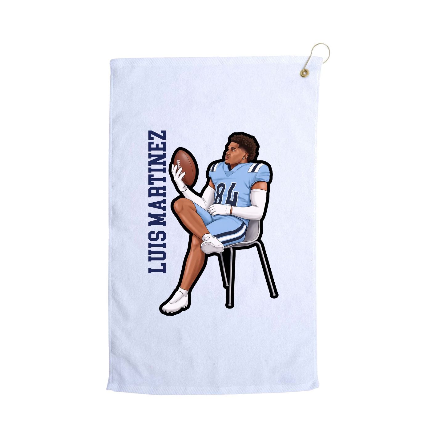 Golf Towel — Name Vertical in White