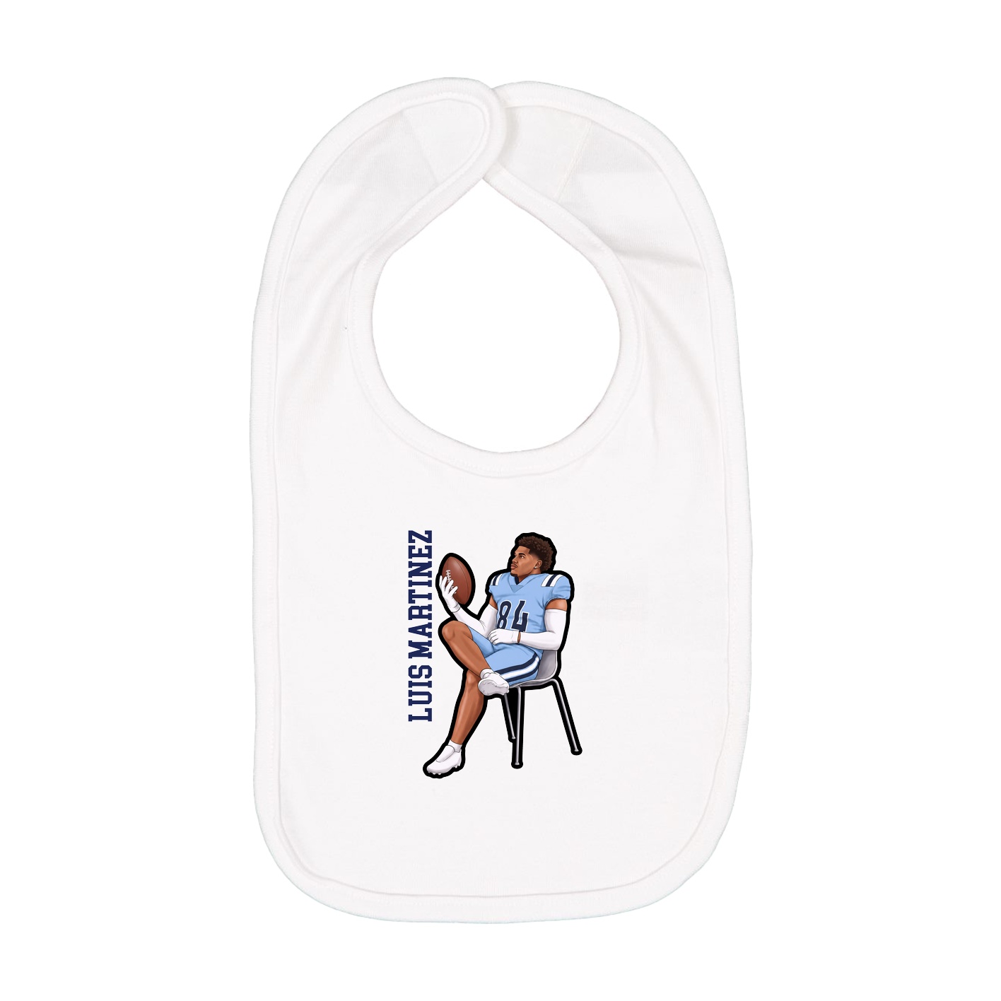 Infant Bib — Name Vertical in White