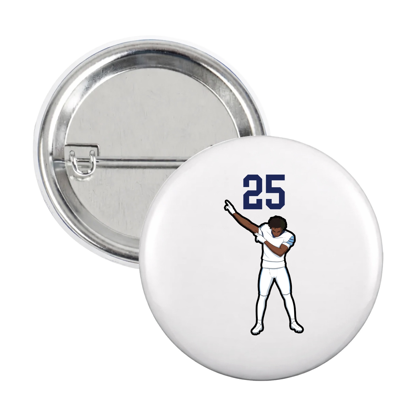 Game Day Button — Number Top in White