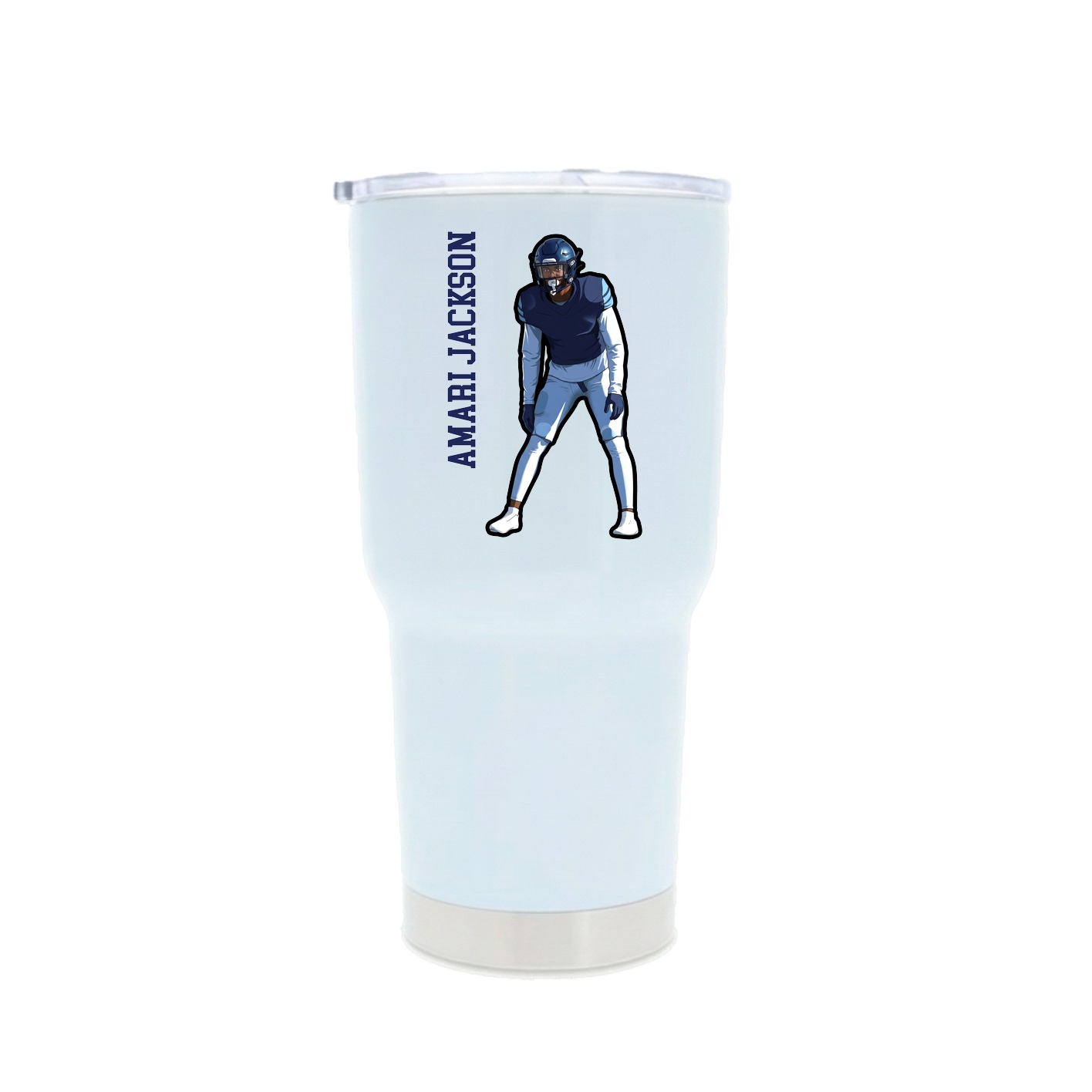 30oz Stainless Steel Tumbler — Name Vertical in White