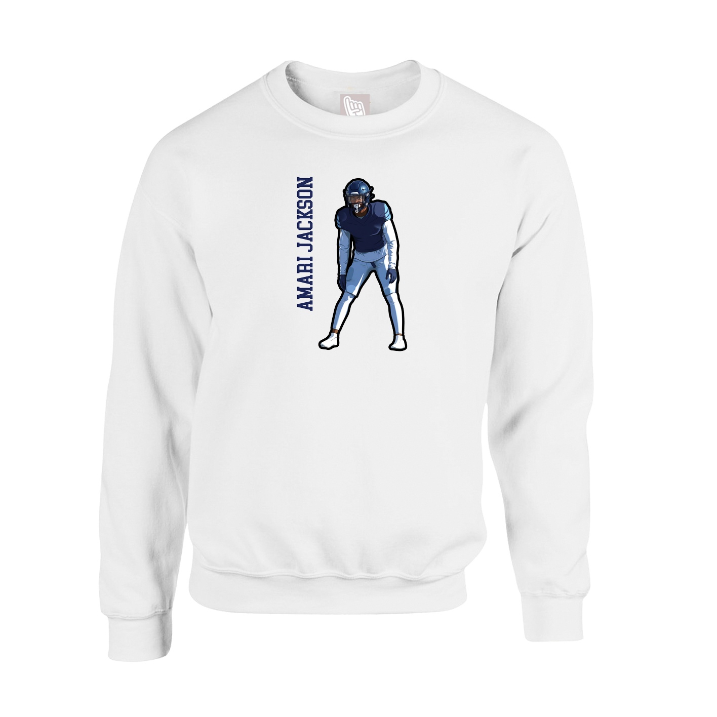 Fleece Crew — Name Vertical in White