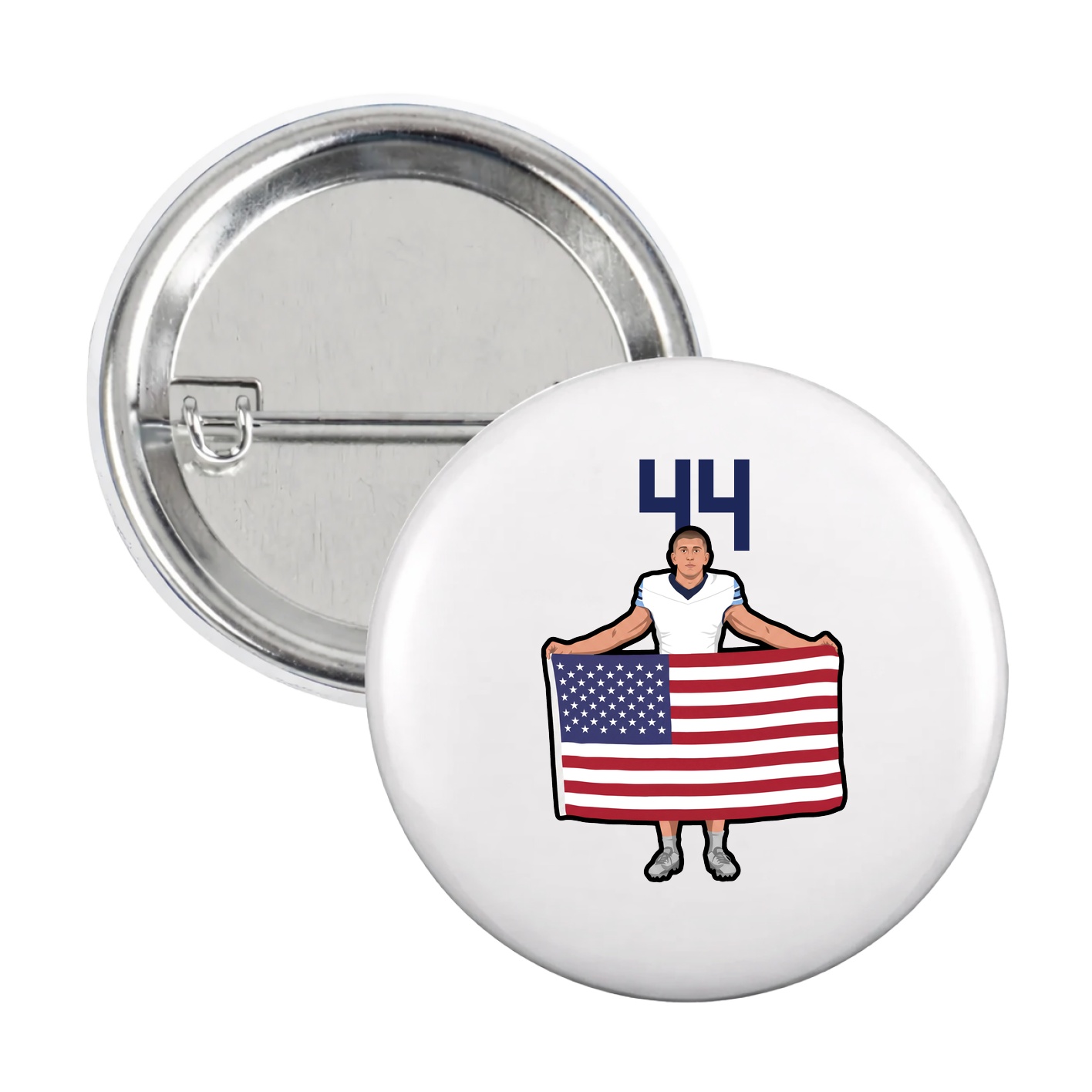 Game Day Button — Number Top in White