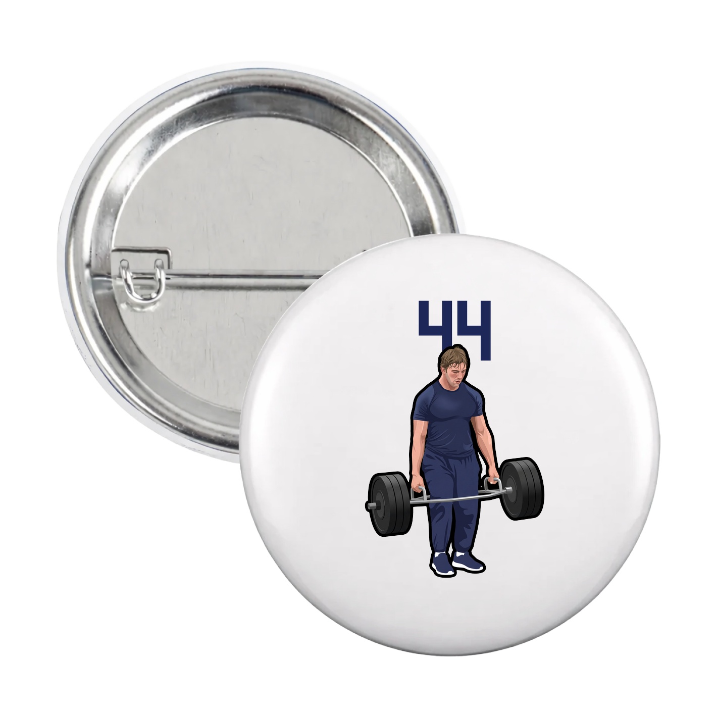 Game Day Button — Number Top in White