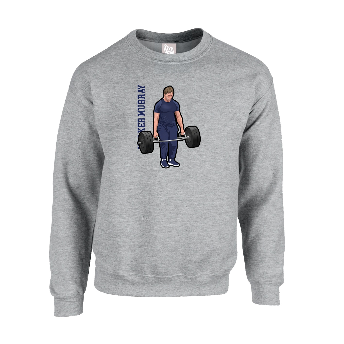 Fleece Crew — Name Vertical in Grey