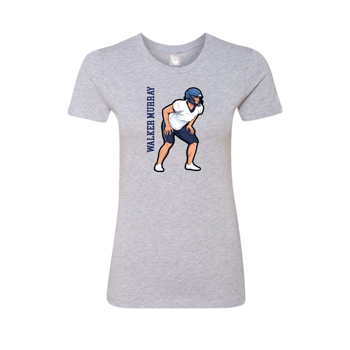 Fitted Women's Tee — Name Vertical in Grey