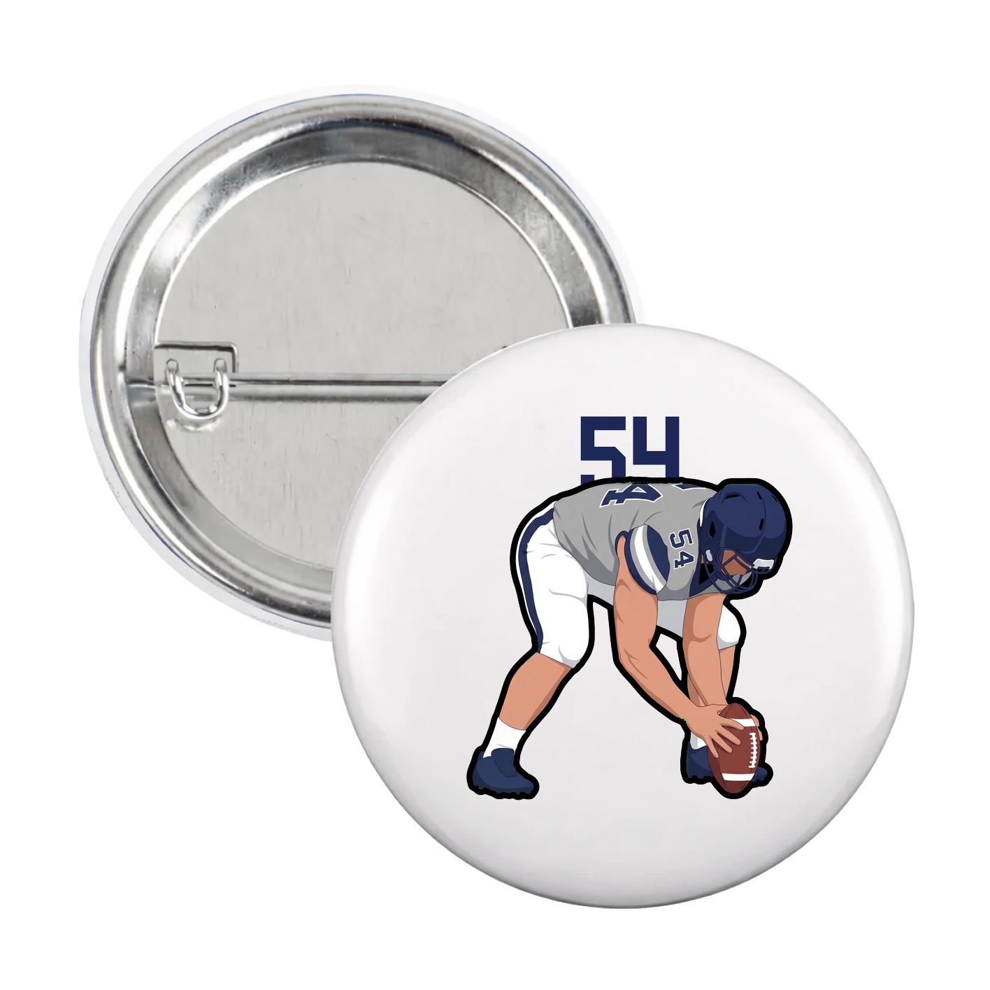 Game Day Button — Number Top in White