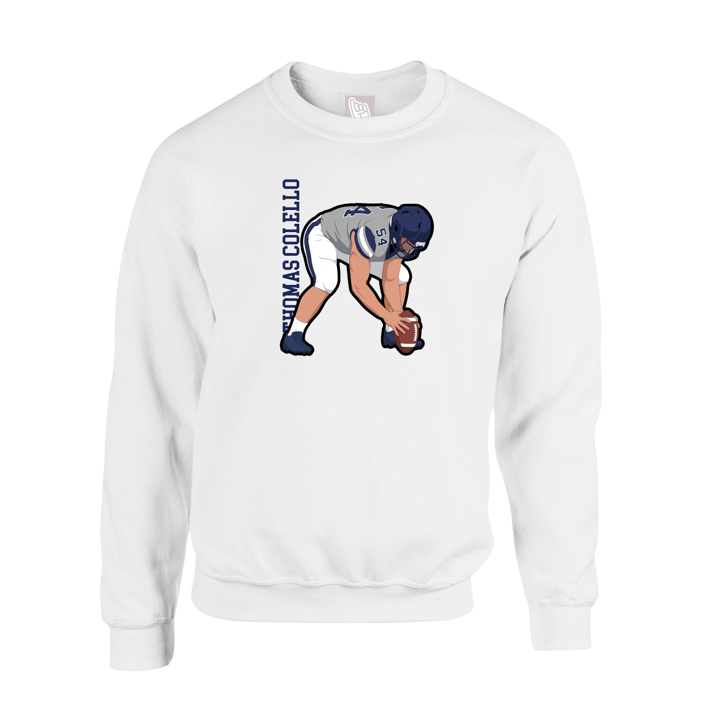 Fleece Crew — Name Vertical in White