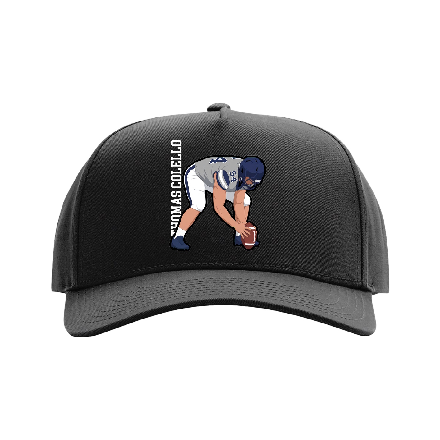 Full Fabric Five-Panel Champ Cap — Name Vertical in Black
