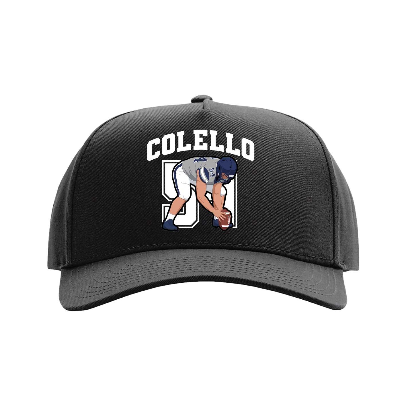 Full Fabric Five-Panel Champ Cap — Number in Black
