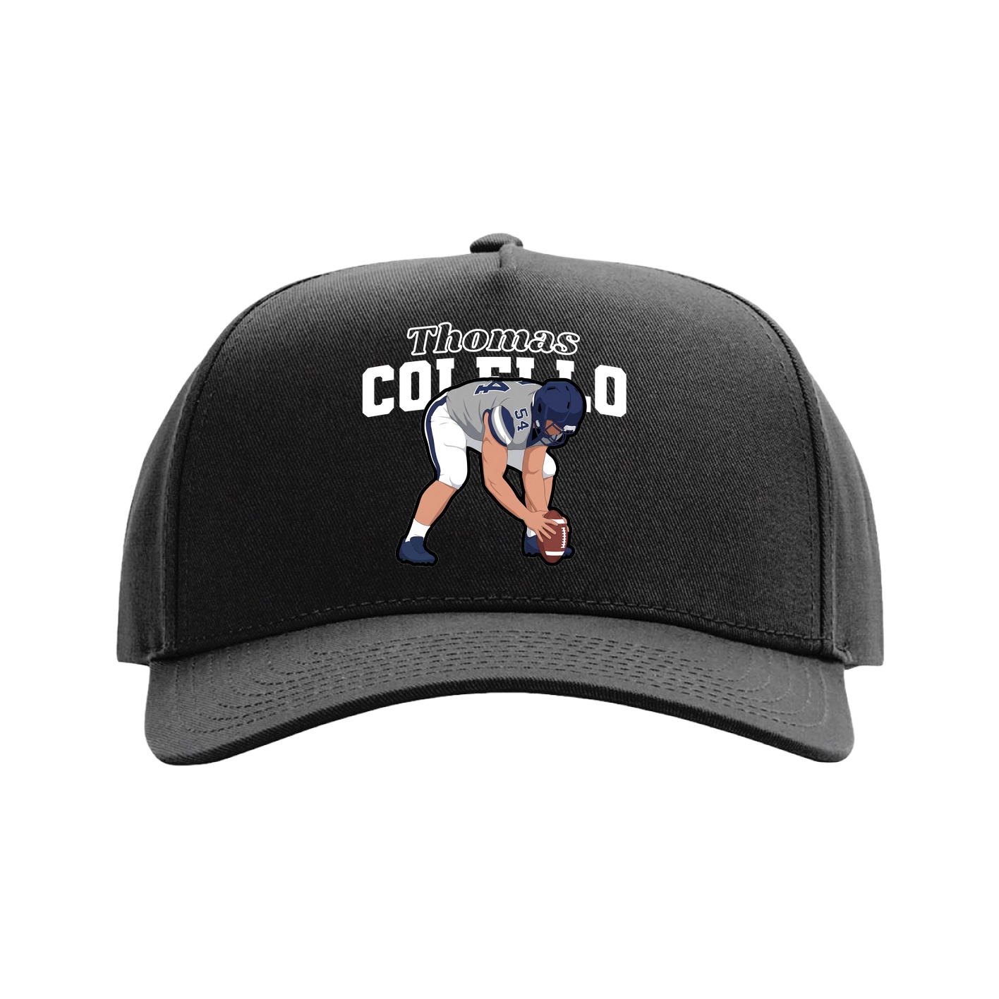 Full Fabric Five-Panel Champ Cap — Name Arch in Black