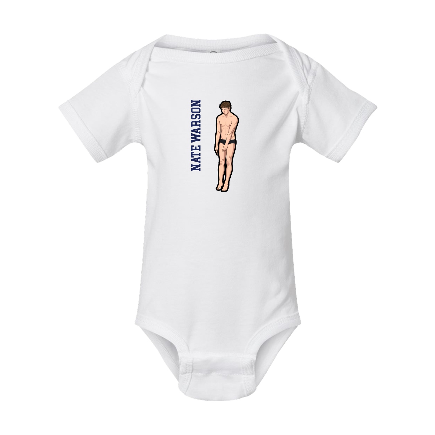 Baby Onesie — Name Vertical in White