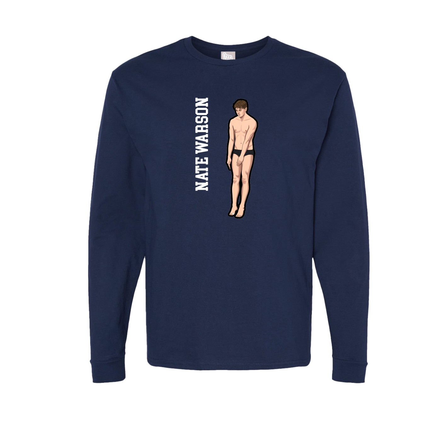 Long Sleeve Tee — Name Vertical in Navy