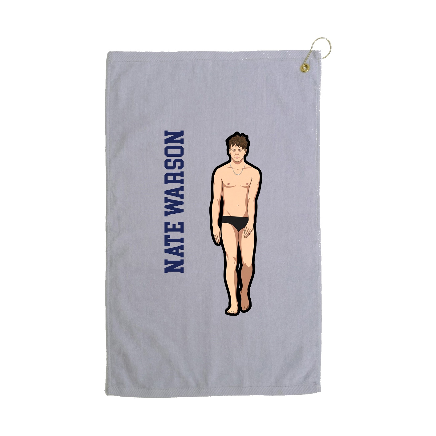 Golf Towel — Name Vertical in Grey