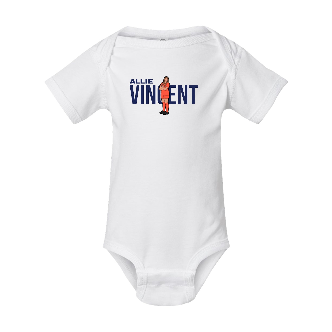 Baby Onesie — Player Name in White