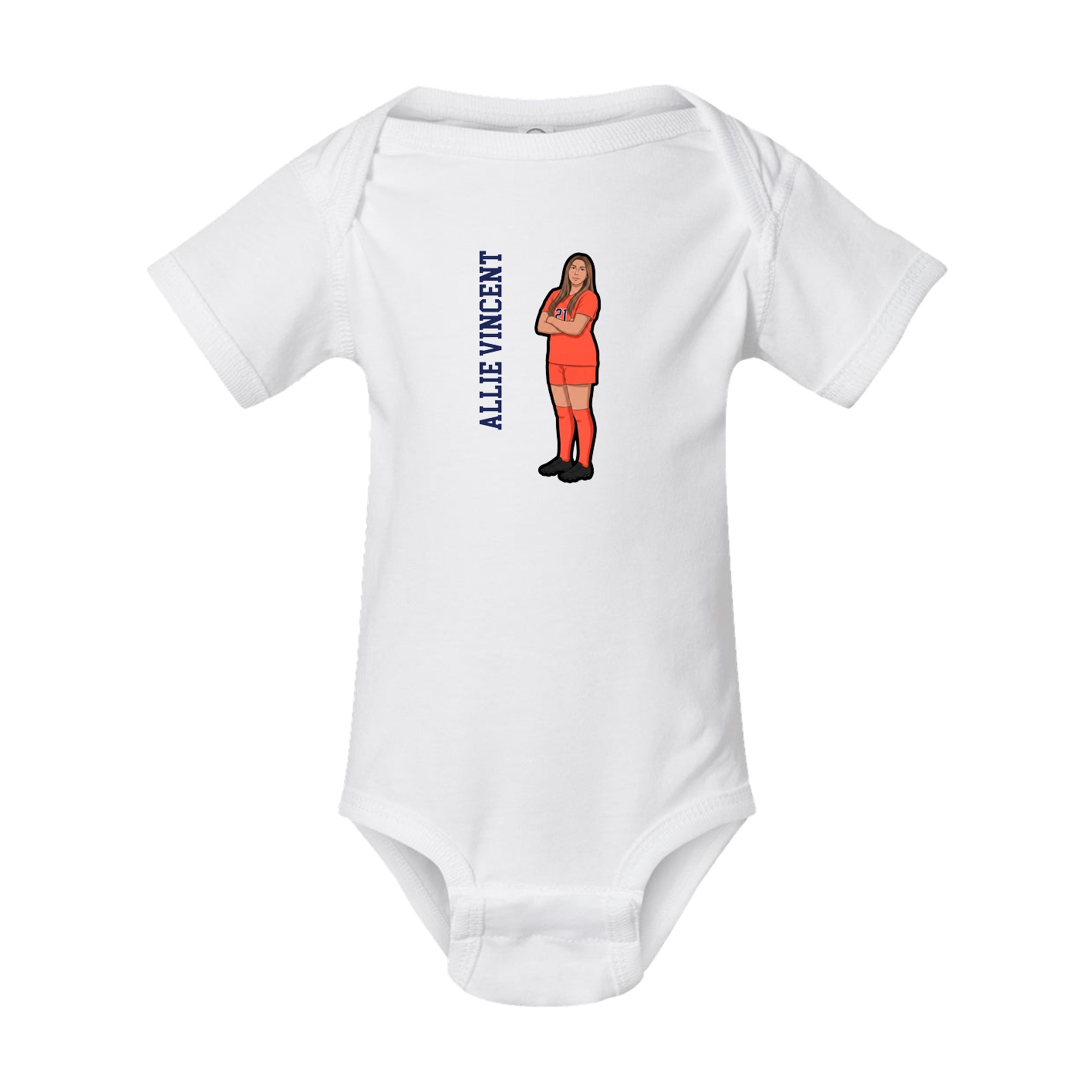 Baby Onesie — Name Vertical in White