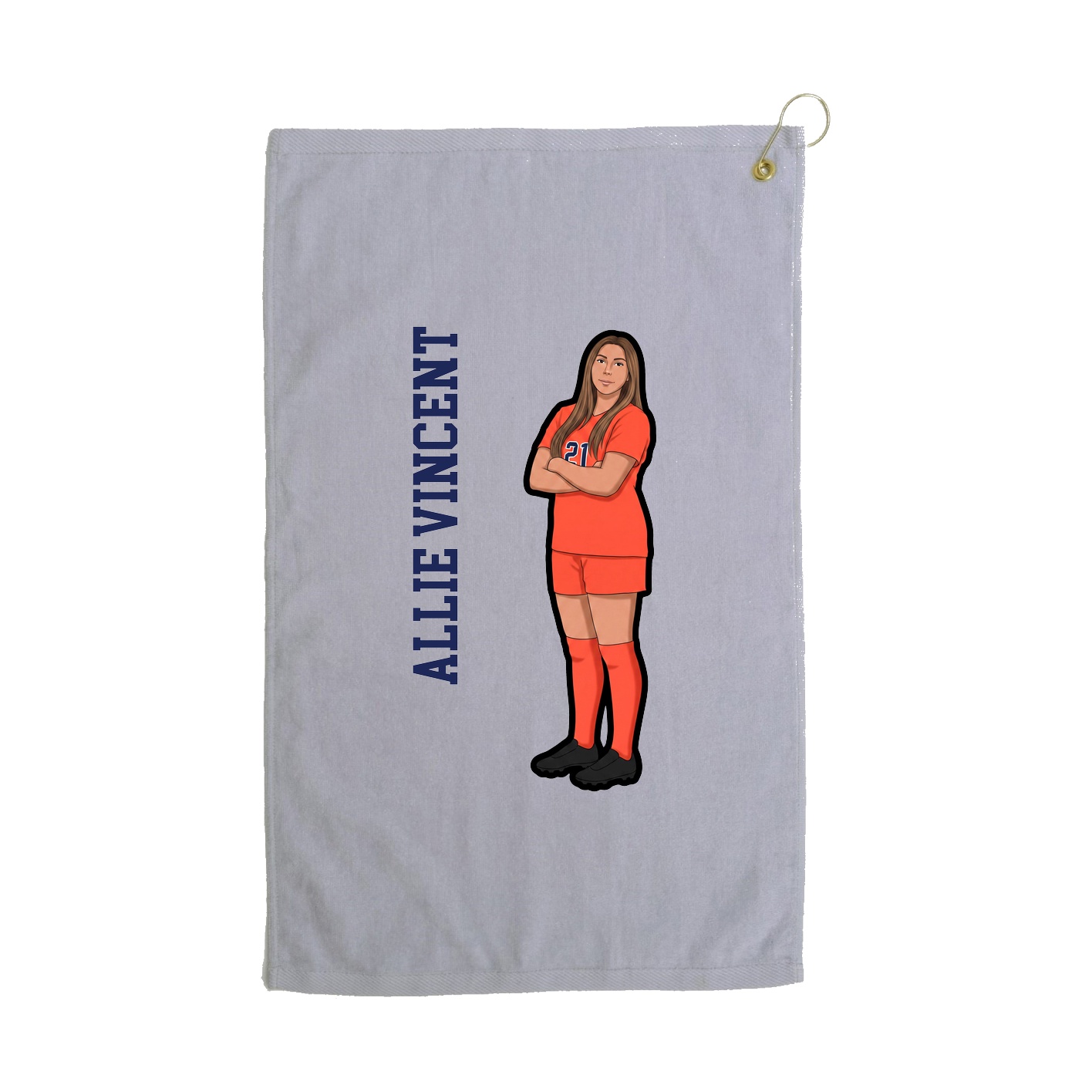 Golf Towel — Name Vertical in Grey
