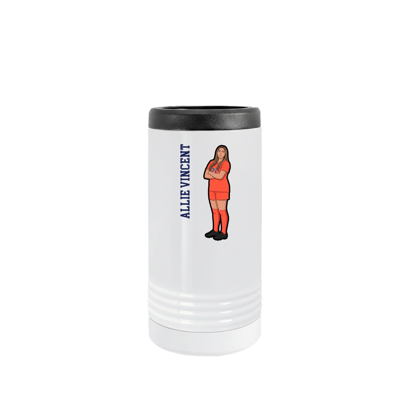 Slim Beverage Holder — Name Vertical in White
