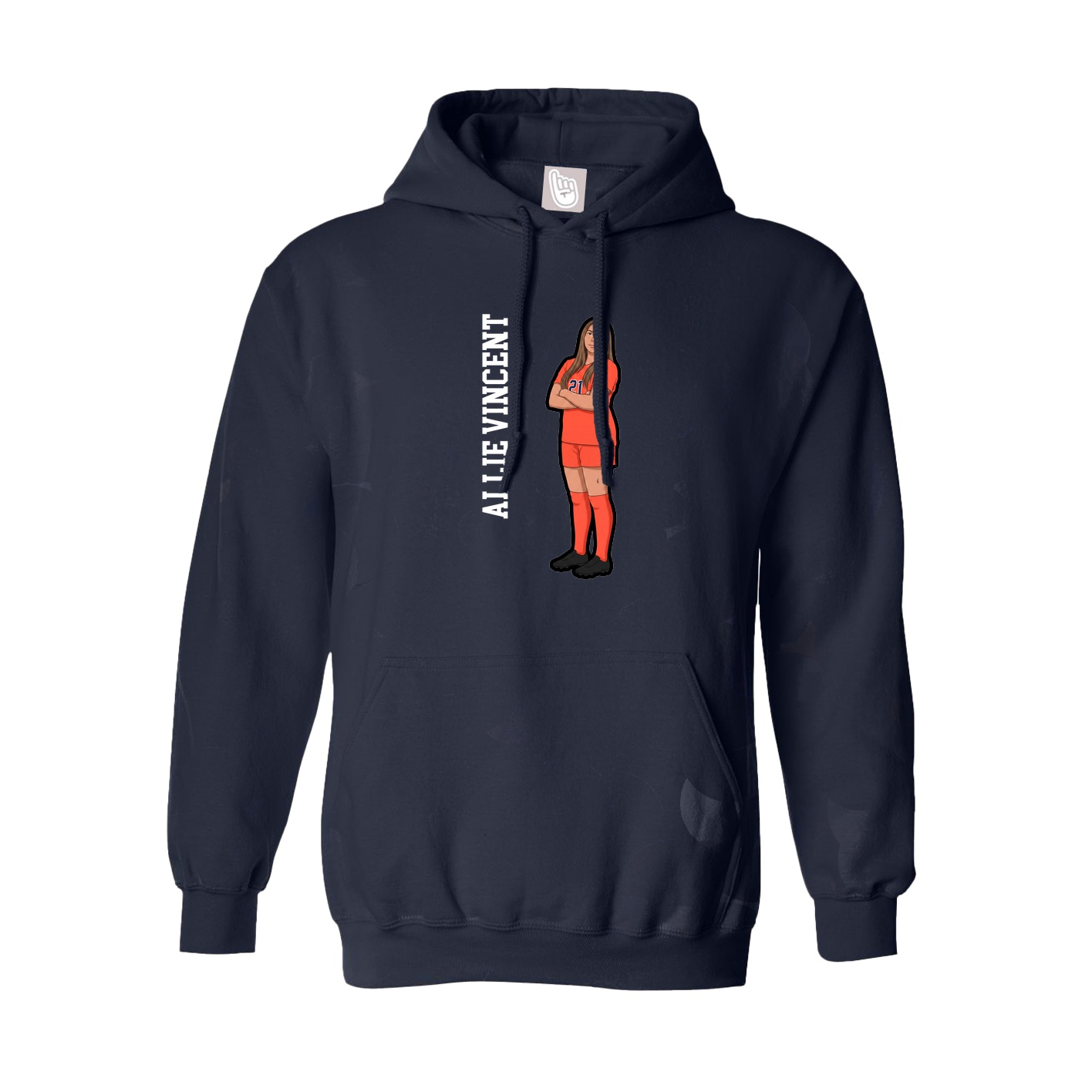 Hoodie — Name Vertical in Navy