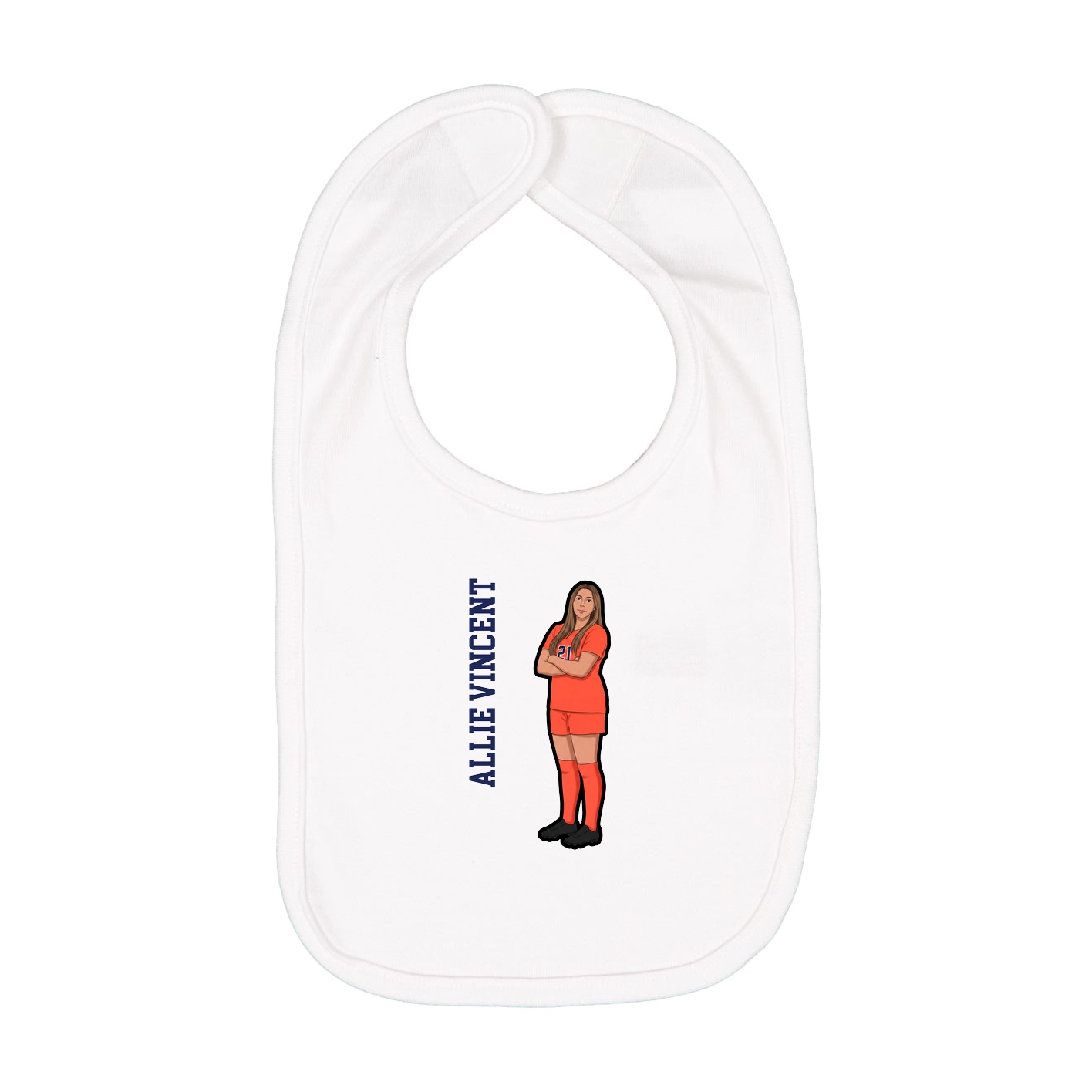 Infant Bib — Name Vertical in White