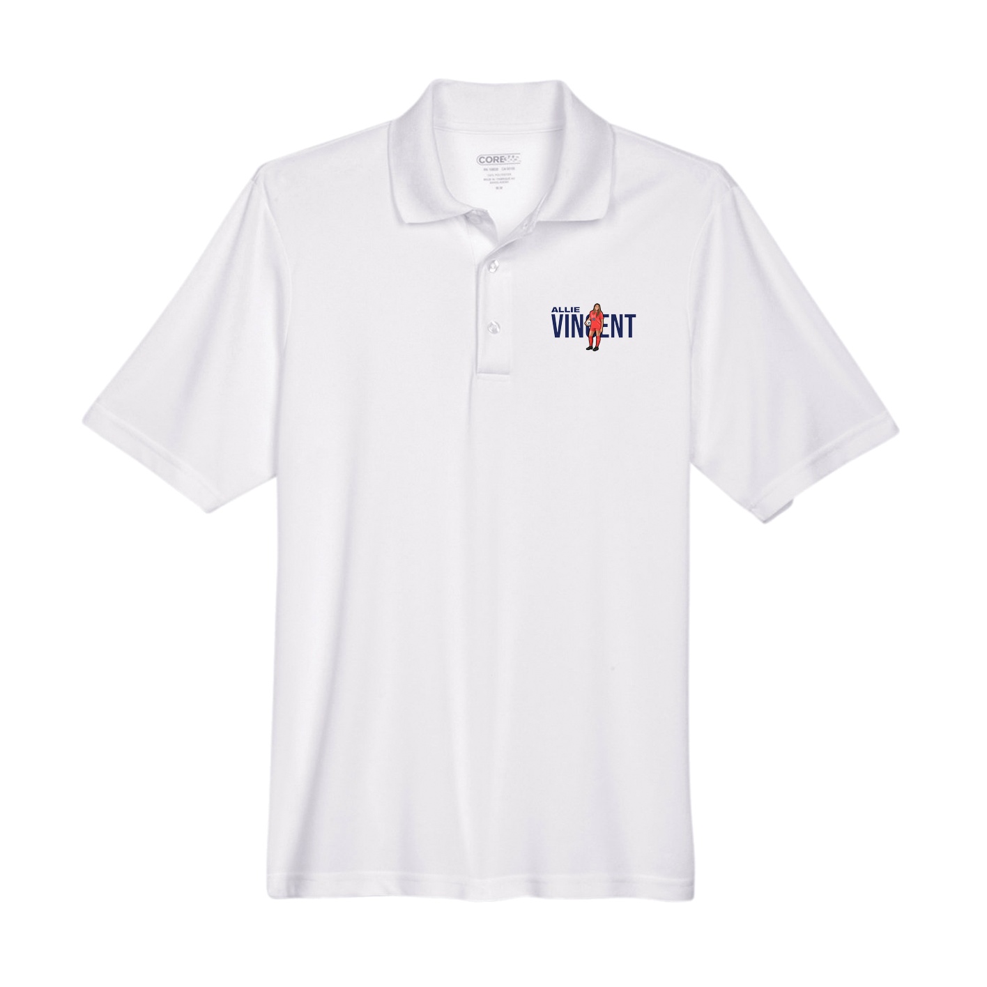 Performance Polo — Player Name in White