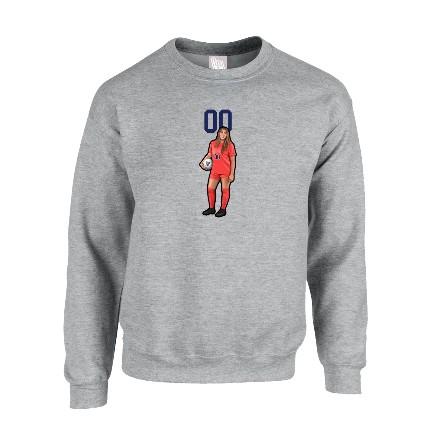 Fleece Crew — Number Top in Grey