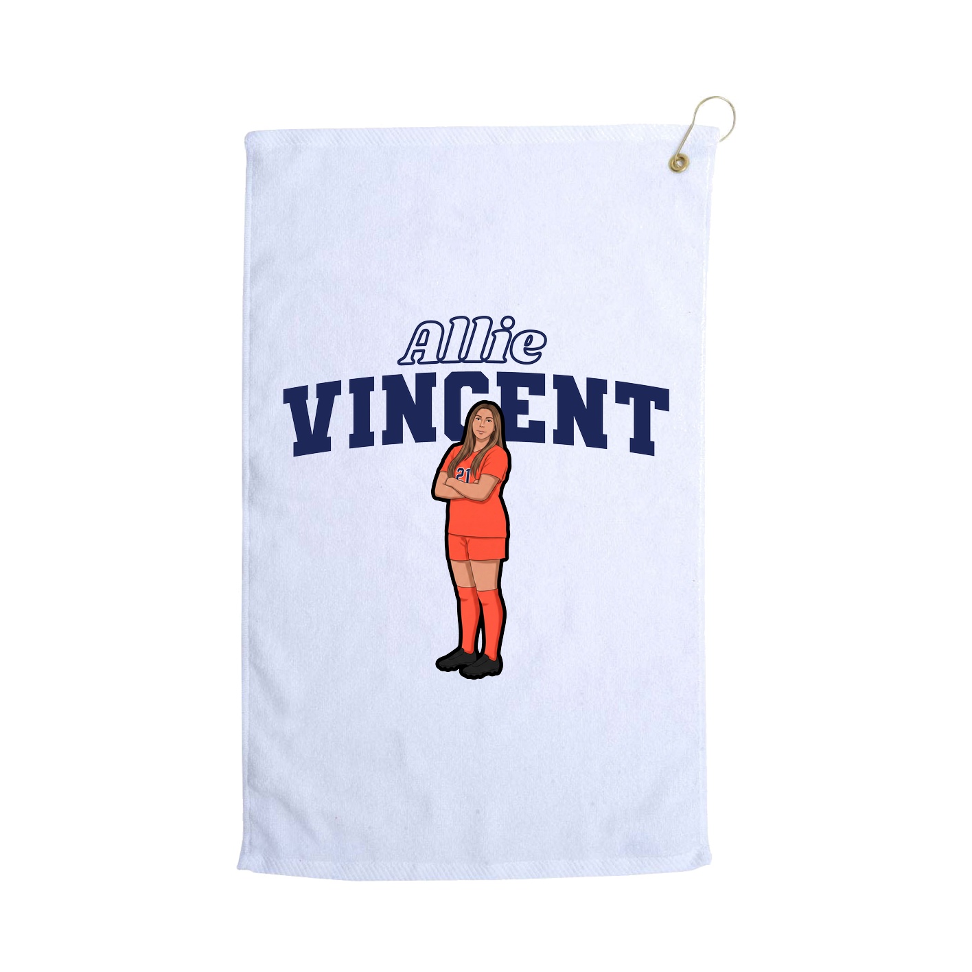 Golf Towel — Name Arch in White