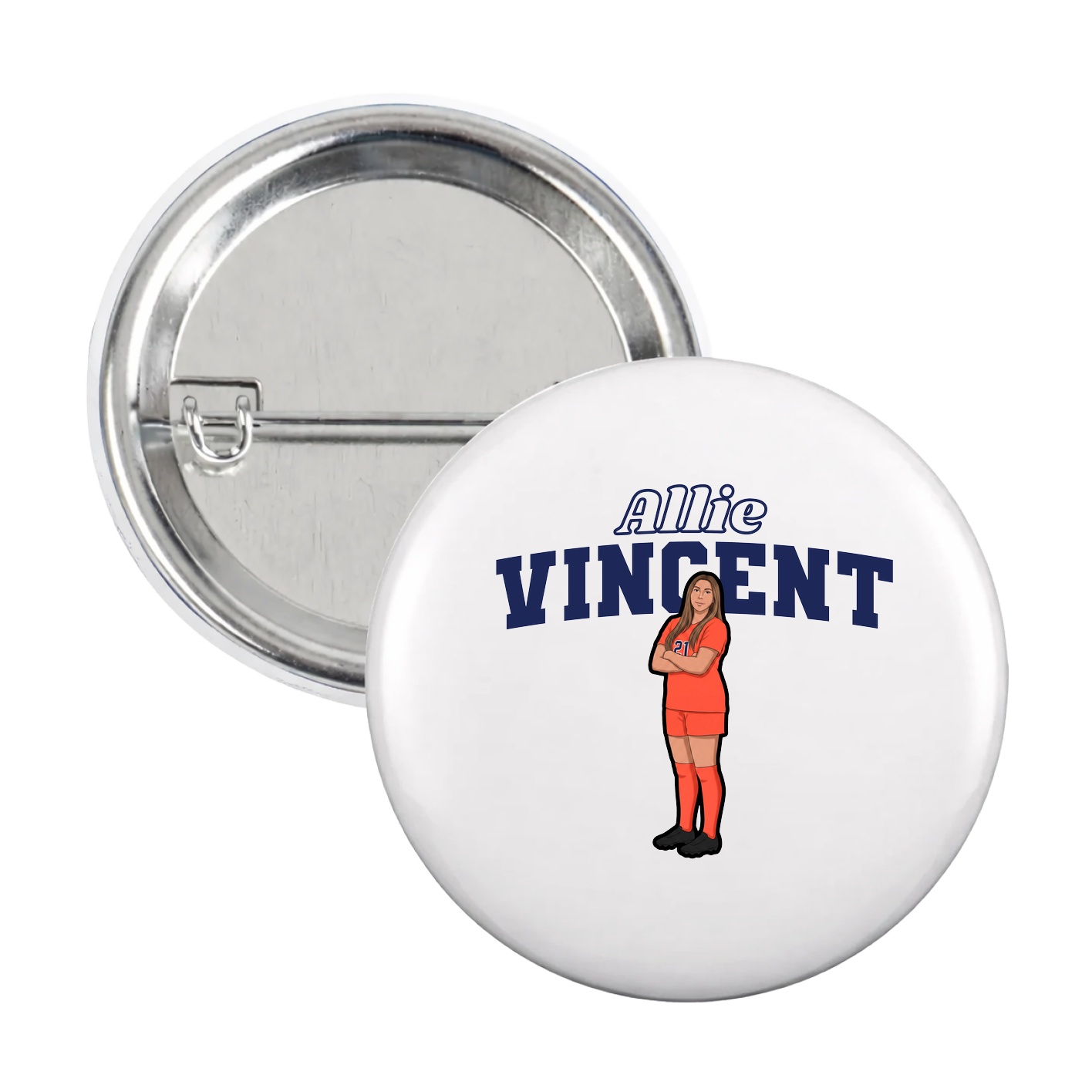 Game Day Button — Name Arch in White