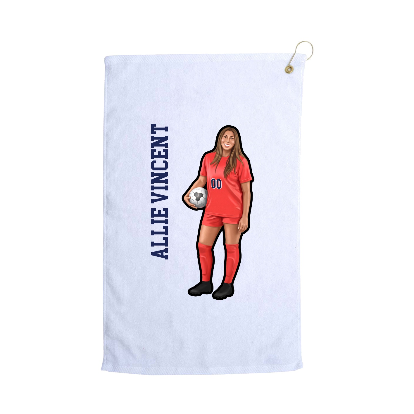 Golf Towel — Name Vertical in White