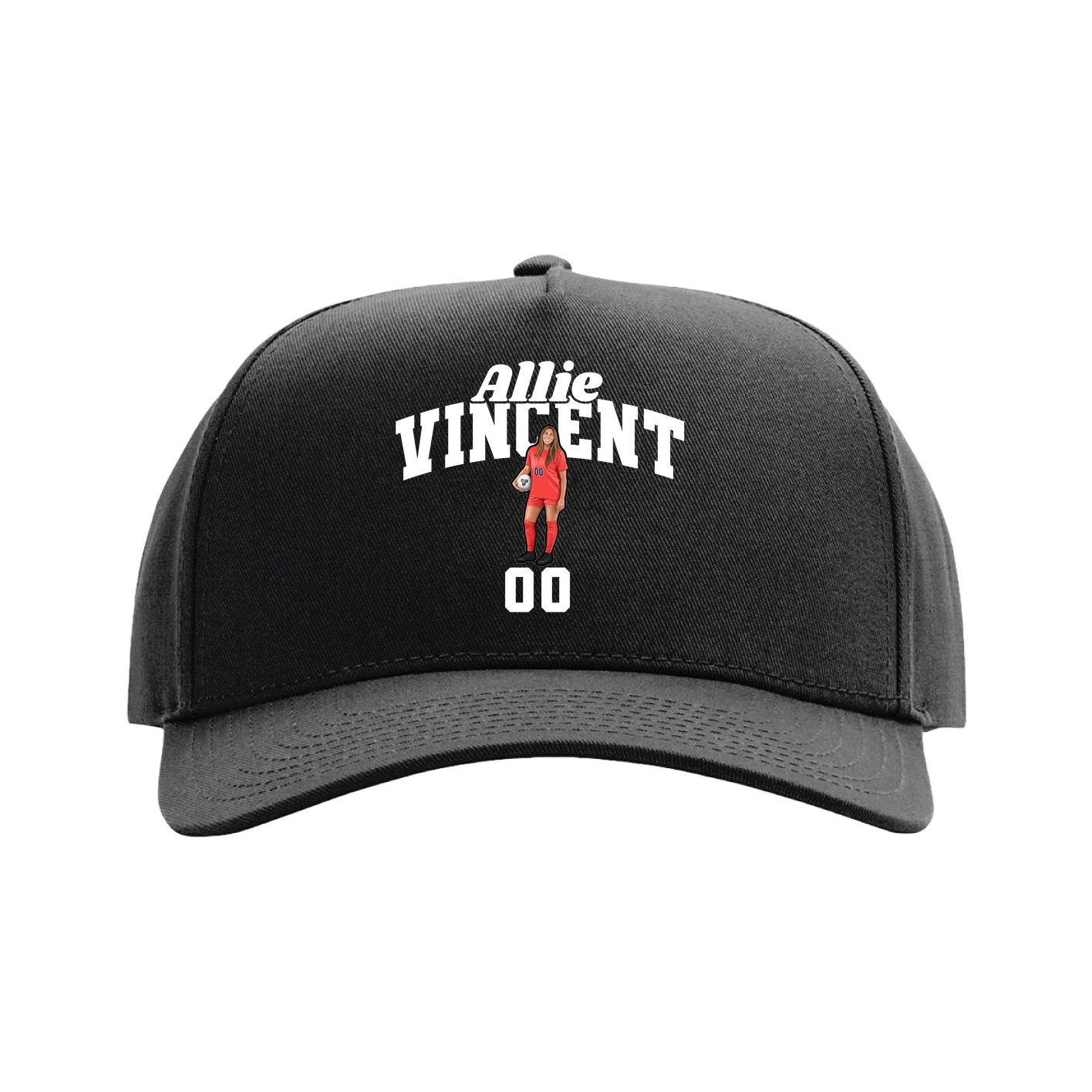 Full Fabric Five-Panel Champ Cap — Signature Arch in Black