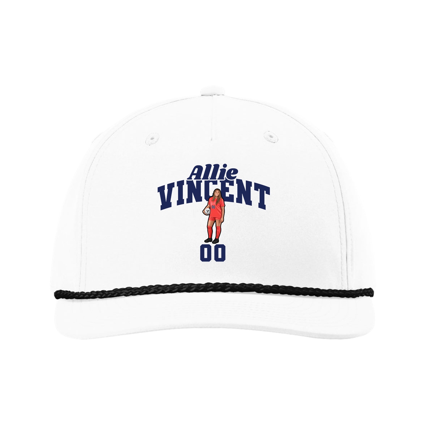 Five-Panel Classic Rope Cap — Signature Arch in White