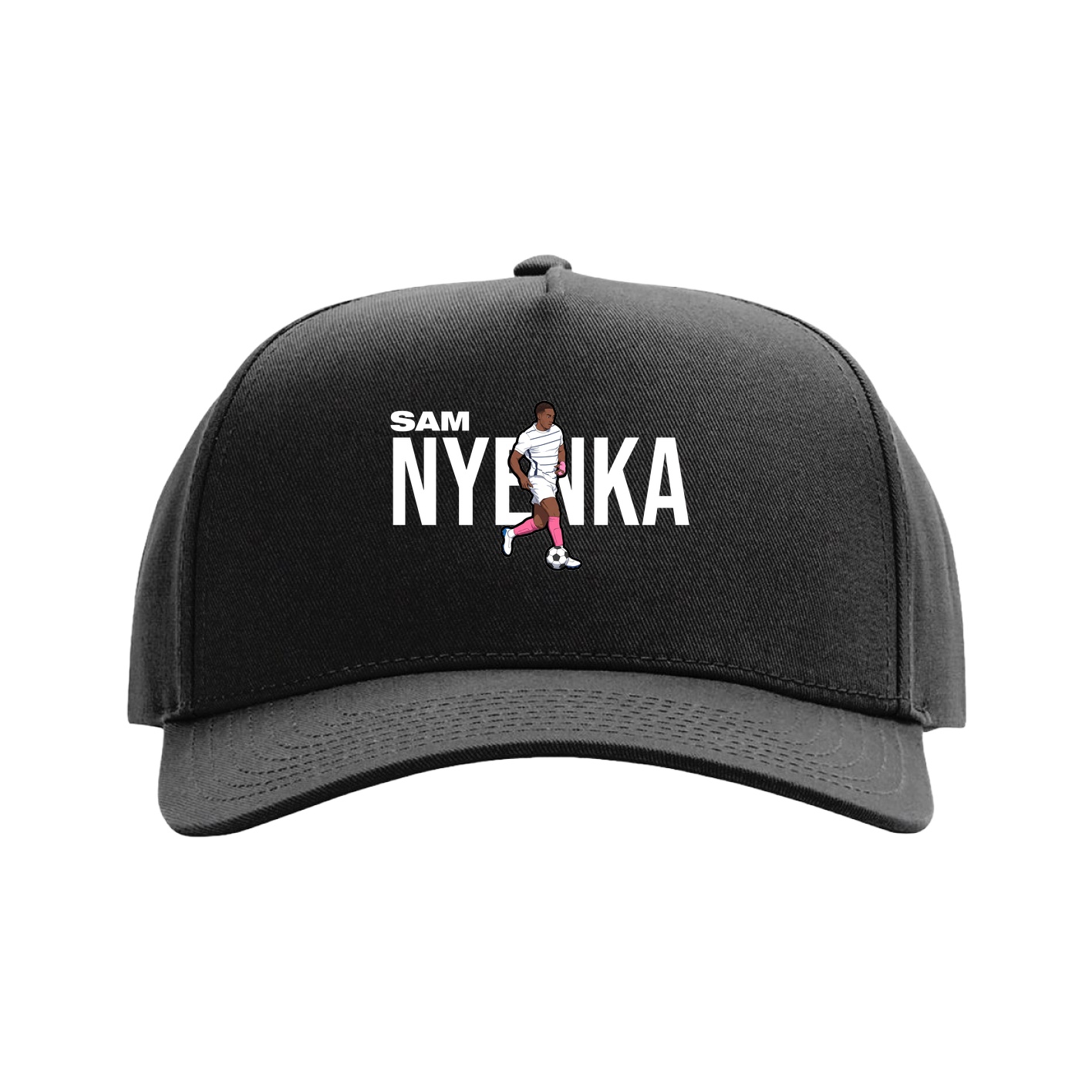 Full Fabric Five-Panel Champ Cap — Player Name in Black