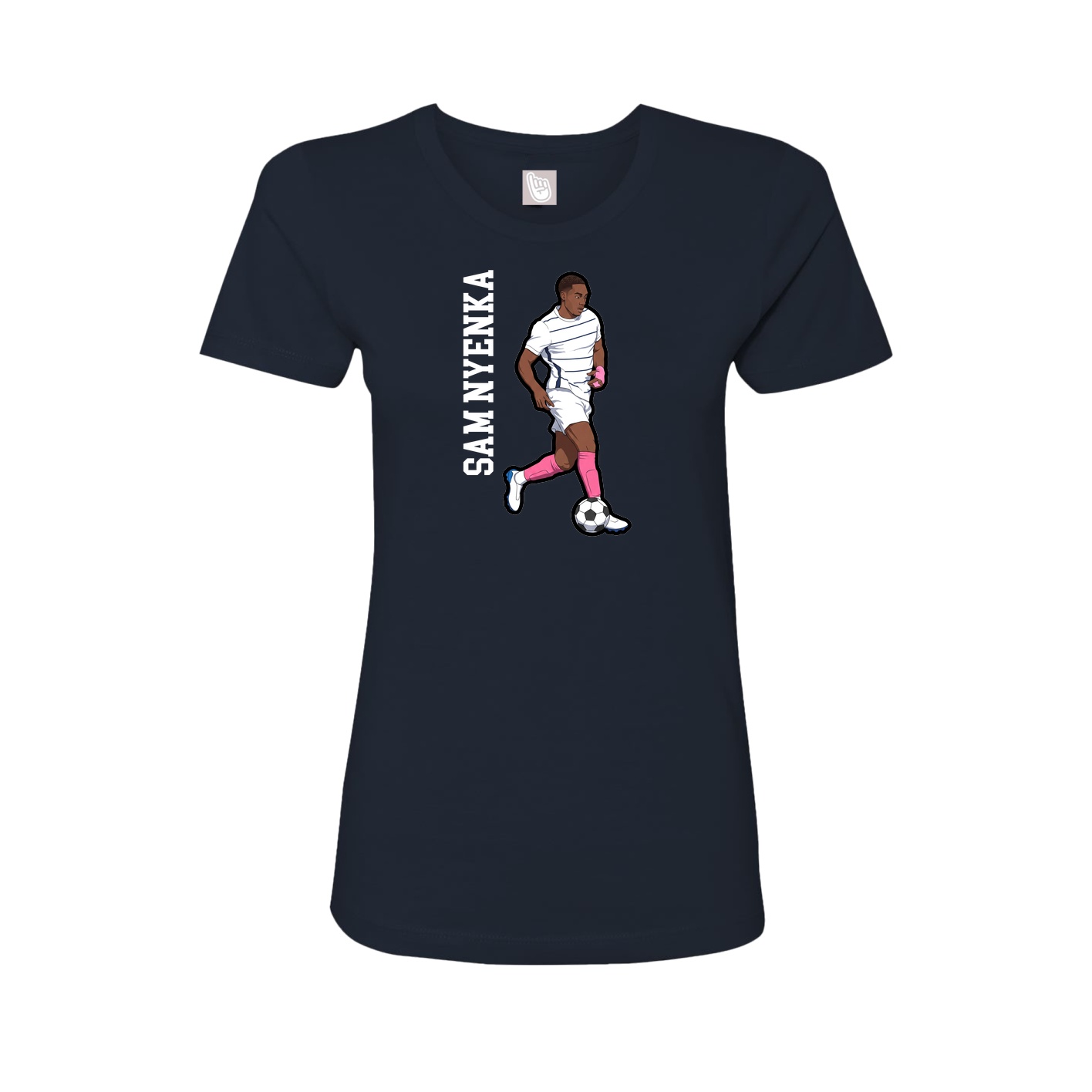 Fitted Women's Tee — Name Vertical in Navy