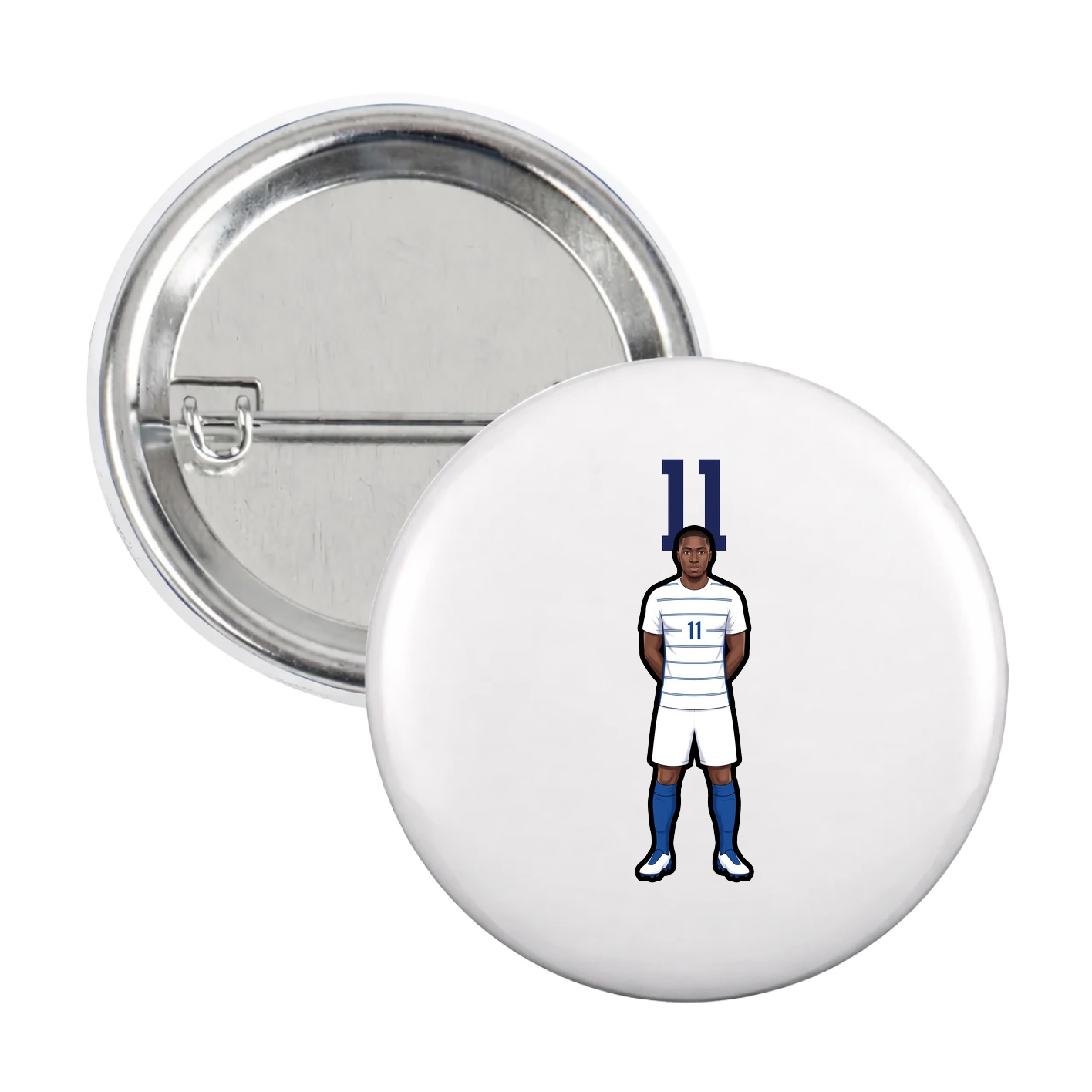 Game Day Button — Number Top in White