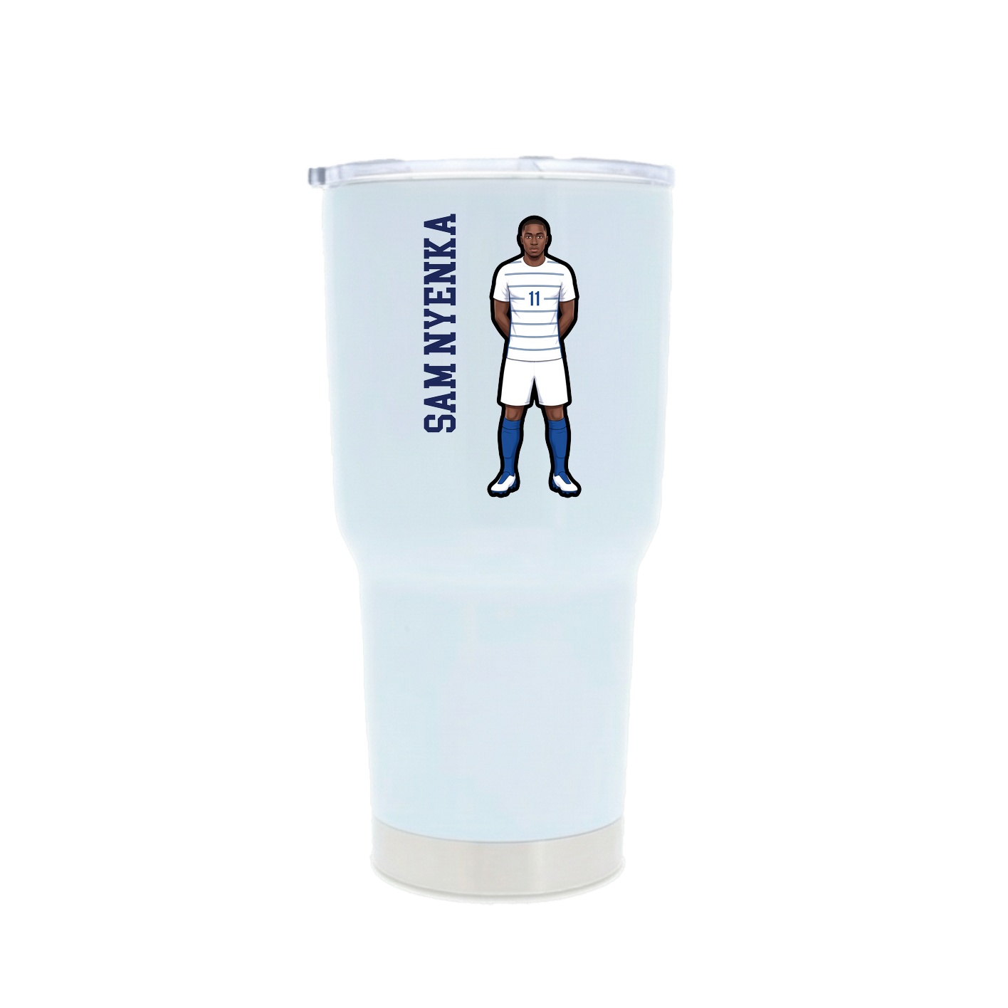 30oz Stainless Steel Tumbler — Name Vertical in White