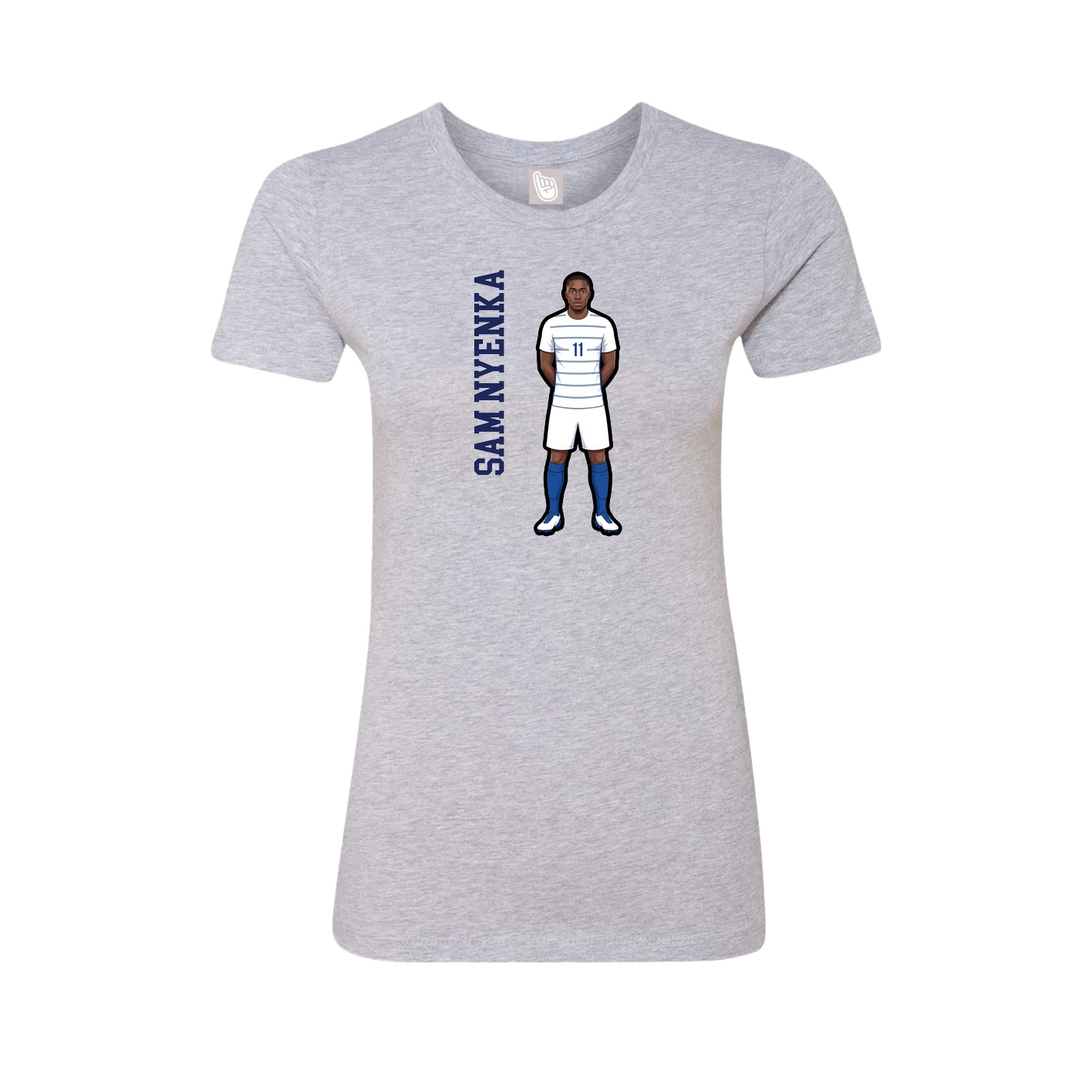 Fitted Women's Tee — Name Vertical in Grey