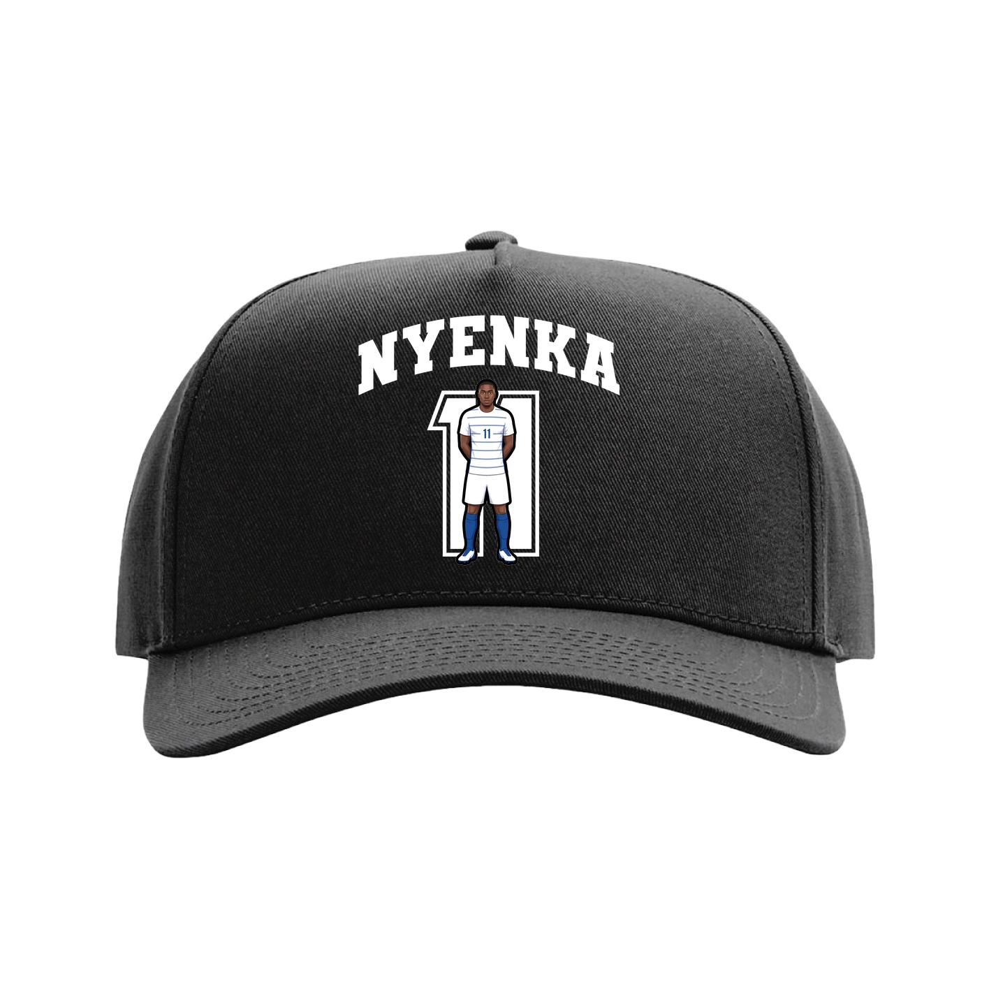 Full Fabric Five-Panel Champ Cap — Number in Black