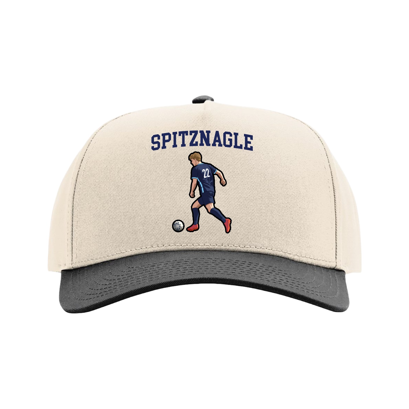 Full Fabric Five-Panel Champ Cap — Shirsey in Cream/Black