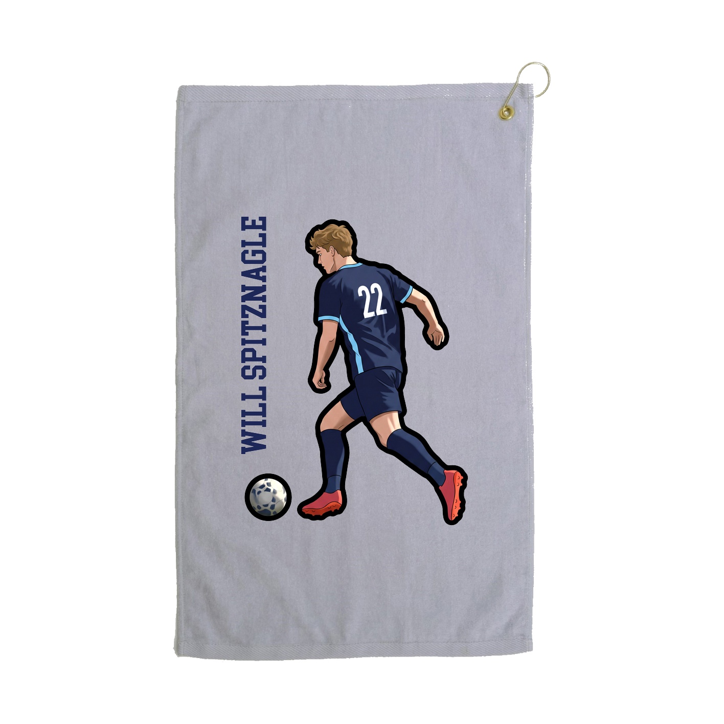 Golf Towel — Name Vertical in Grey