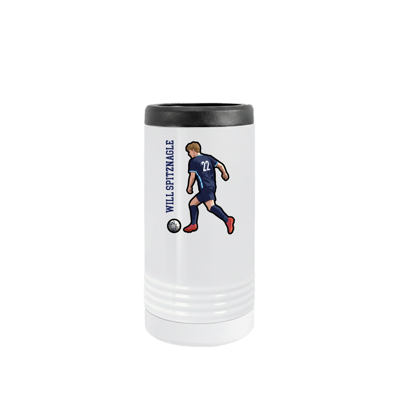 Slim Beverage Holder — Name Vertical in White