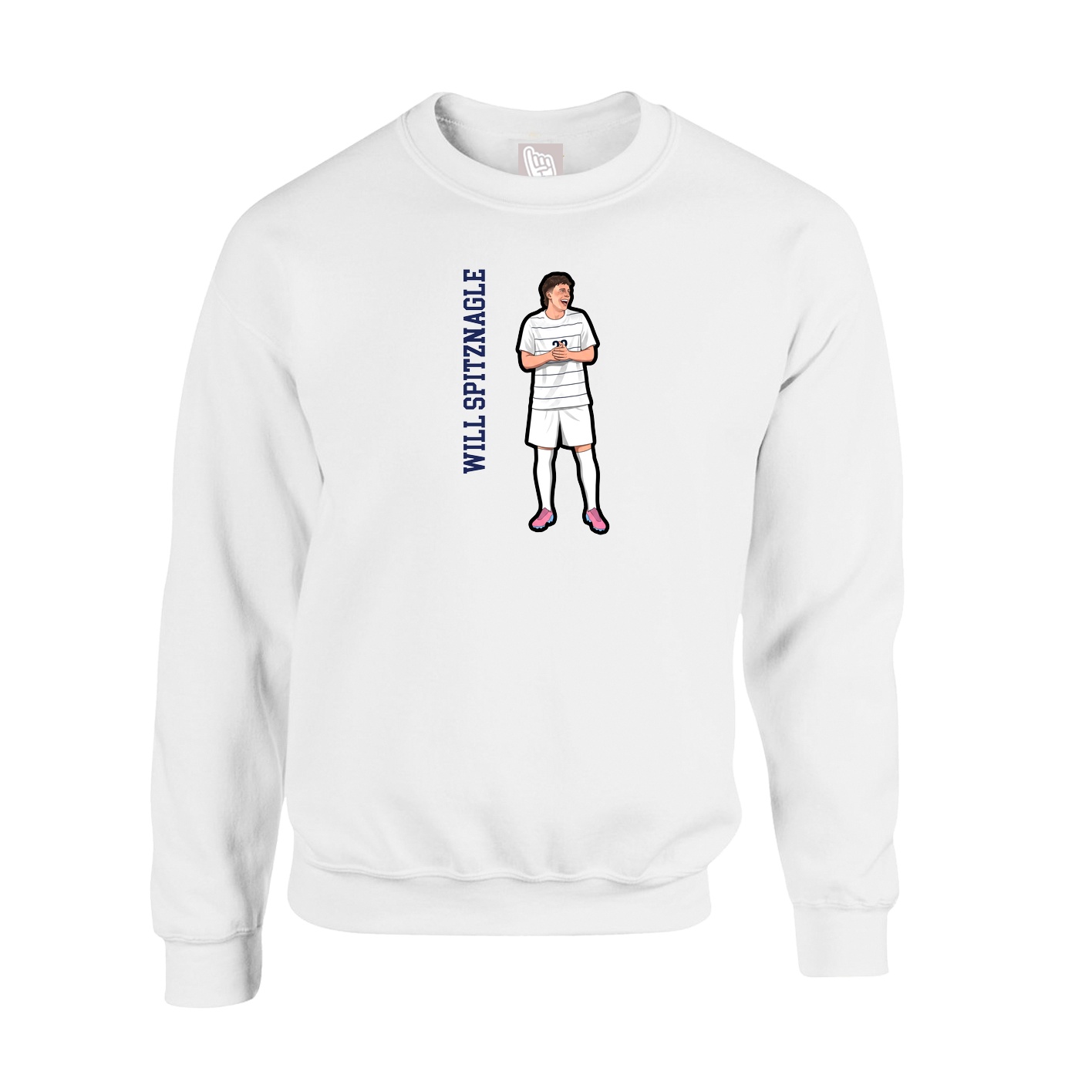 Fleece Crew — Name Vertical in White